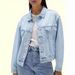Women's Light Blue Washed Denim Jacket Loose Fit Drop Shoulder Short Versatile Top Factory Direct Wholesale_ecoleips.com