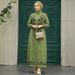 Elegant Embroidered Loose-Fit Maxi Dress With Lapel Collar – Boho Chic Women's Dress In 6 Colors (White, Red, Brown, Green, Black, Khaki)_ecoleips.com
