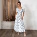2026 Summer European And American Women's Fashion Square Neck Puff Sleeve French Floral With Fishbone Hem For Vacation_ecoleips.com