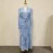 Women's Clothing Spring Waist Heavy Embroidery V Neck Lantern Sleeves Single Breasted Long Skirt_ecoleips.com