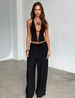 Women's Halter Cami And Pants Set Slim Fit High-Waisted Trousers Convertible Backless Top Sexy Style_ecoleips.com