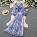 Women's Clothing Floral Print Two Piece Set French Romantic V Neck High Waist Mesh Skirt Autumn Clothing Waist Cinching_ecoleips.com