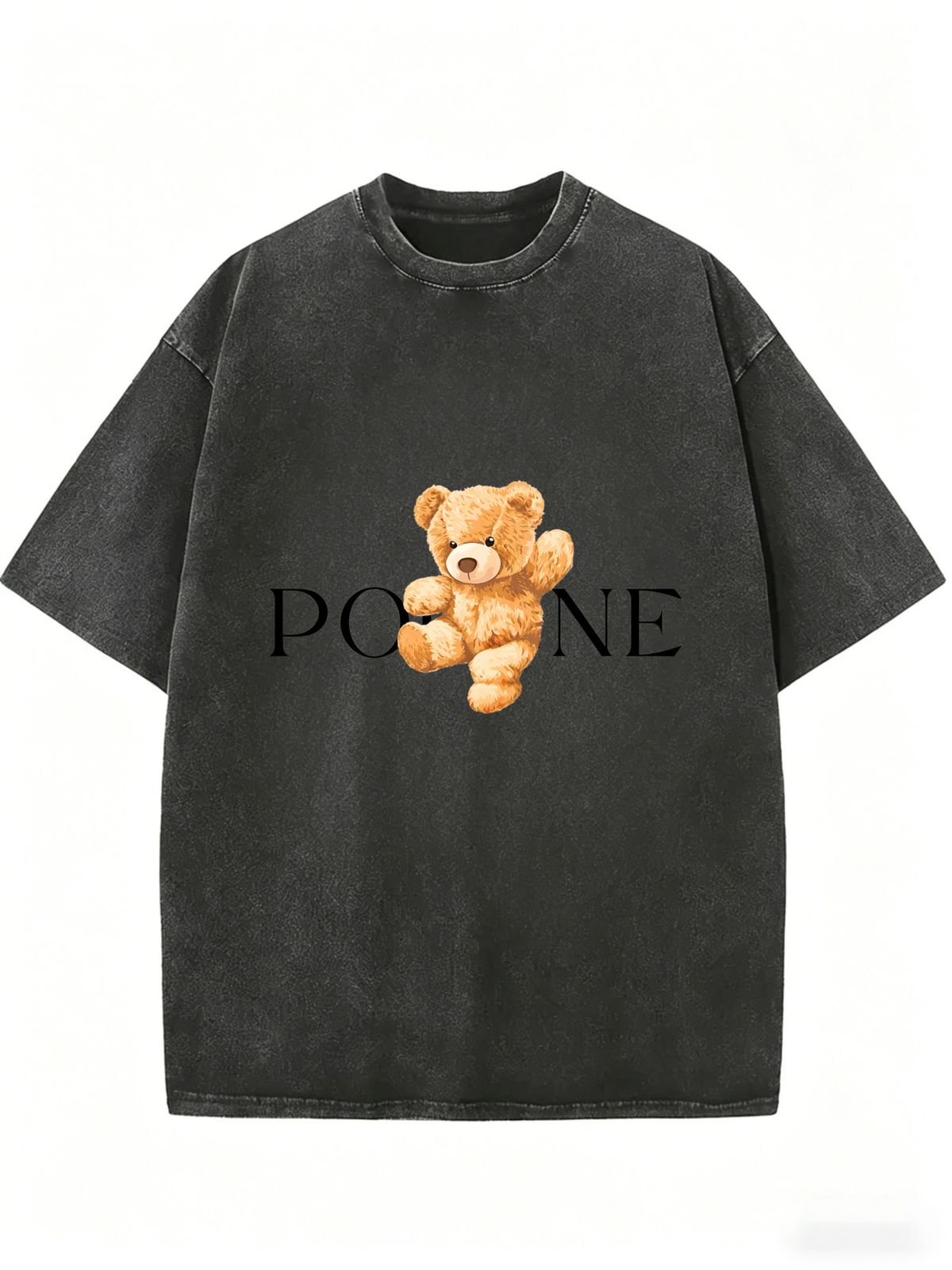 Women's Vintage Washed Teddy Bear T-Shirt, Oversized Graphic Tee, Casual Streetwear Summer Top_ecoleips.com