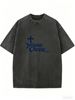 Women's Casual Oversized Top, Retro Washed Short Sleeve T-Shirt With Classic Crew Neck Design_ecoleips.com