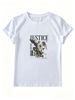 Vintage Justice Angel Statue Text Collage Graphic Women Tee, Classical Sculpture Print Crew Neck Daily Casual Streetwear Top_ecoleips.com
