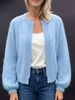 Ribbed Trim Knit Cardigan, Lightweight Soft Open Jacket_ecoleips.com