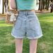 Women's Clothing Niche Design Cuffed Denim Shorts For Women Summer High Waist Loose Slimming Small All Match Wide Leg Hot Pants_ecoleips.com