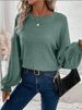 2026 Women's Fashion European And American Cross-Border Autumn Winter New Casual Solid Color Ribbed Crew Neck_ecoleips.com
