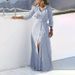 Women's Bohemian Style Striped Cardigan Dress Polo Collar Cotton Linen Three Quarter Sleeve New European American Fashion_ecoleips.com
