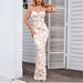 Women's Clothing Sleeveless Lace Up Backpack Hip Sexy Waist Floral Suspender Dress_ecoleips.com