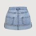 High Waisted Rolled up Denim Mini Skirt for Women Versatile Sexy Anti Exposure Short Skirt for Travel_ecoleips.com