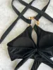 Sexy Black Ring Bikinis One Piece Cross Hollow High Waist Bathing Suits Biquini Back Tie Swimwear Women Beach Monokini Beachwear_ecoleips.com