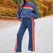 Women's Fleece Lined Rainbow Sweatshirt Set Long Sleeved Two Piece Winter Clothing European American Thickened Long Legged_ecoleips.com