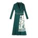 Miyake Pleated Autumn Fashion Blazer Collar Printed Pleated Skirt Waist-Slimming Plus Size Dress For Women_ecoleips.com