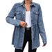 Women's Clothing Long Sleeved Raw Edge Denim Shirt Tops Women's Denim Jacket_ecoleips.com