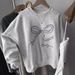 Foreign Trade Real Shot Oversized Round Neck Sweatshirt For Women, Spring And Autumn Loose Korean Style Top With Bow_ecoleips.com