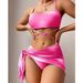 Women's Clothing Tie Dye Bikini Swimsuit Three Piece Mesh Skirt Split Bikini Swimsuit_ecoleips.com