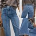 K New High Waist Bright Line Wide Leg Jeans Retro Slim Women's Jeans_ecoleips.com