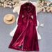 Women's Long Trench Coat With Notched Lapel, Velvet Overcoat, Loose Fit, Knee-Length Elegant Coat For Autumn & Winter_ecoleips.com