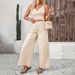Women's Clothing Jacquard Striped Suspenders Straight Slit Casual Pants Summer Women's Two Piece Trousers Suit_ecoleips.com