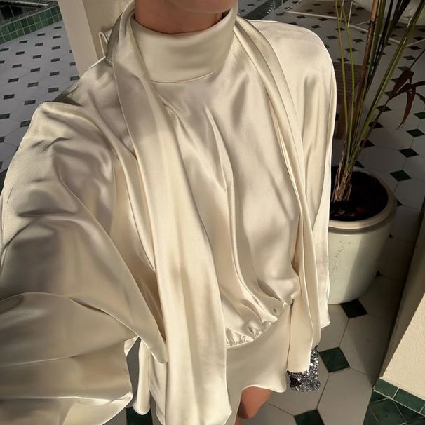 Talenza Elegant Satin Mini Dress Women's Fashion Luxury Scarf Ribbon Solid Ruched New Dresses Distinctive Female Party Dresses_ecoleips.com