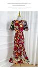 Women's Clothing Exquisite Heavy Handmade Three Dimensional Color Embroidery Puff Sleeve Hip Wrapped Temperament Fishtail Skirt_ecoleips.com