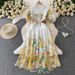 Women's Clothing American Court Style Long Dress Lace Print Round Neck Casual Elegant Fashion Hollowed Out High End Vacation Bridal Gown_ecoleips.com