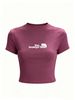 Ladies Retro Short Crop Tee, Fashion Forward Casual Top For Everyday Street Wear_ecoleips.com