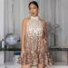 Sparkle & Shine: Women's Sleeveless Round Neck Sequin Party Dress For Casual Outings And Night Out_ecoleips.com