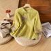 Summer New Retro Button-Down Stand-Up Collar Slanted Front, Ethnic Style Heavy Embroidery Cotton And Linen Three-Quarter_ecoleips.com