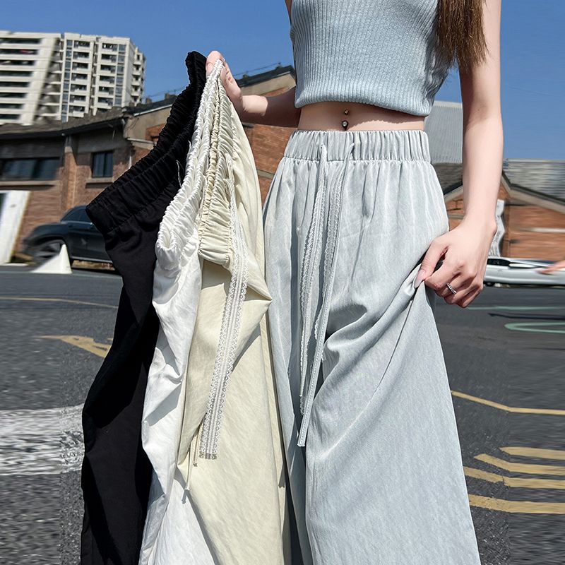 Suitable For All Seasons Blue Lace Cotton Wide-Leg For Women Summer Linen Guangzhou Thirteen Lines Dopamine Pure Relaxed Feel Wutong Pants_ecoleips.com