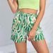 Aria Basics Aria Basics Summer New European And American Women's Fashion Printed Elastic Waist Tie Straight Casual Shorts 60180_ecoleips.com