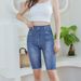 Women's Stretchy Denim-Look Bermuda Shorts - High Waist Slimming Casual Capri Pants With Distressed Detail (Multiple Colors)_ecoleips.com