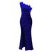 Women's Clothing Sexy Fashion Feather Oblique Collar Banquet Dress Skirt Sequin Slit Long Skirt_ecoleips.com