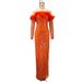 Women's Clothing New one shoulder long sleeved smart ostrich feather high waist slim fit sequined floor length long evening dress for women_ecoleips.com