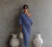 Zen-Inspired Asymmetrical Maxi Dress – Elegant Off-Shoulder Silhouette, Polyester Flowy Boho Dress With Side Slits_ecoleips.com