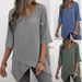 Women's Clothing Women's Cotton Linen Round Neck Irregular Shirt Five Quarter Sleeve Top For Formal & Casual For Women_ecoleips.com