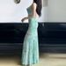 Light Green Butterfly Print Mesh Sundress Women's Summer Beach Vacation Casual Mermaid Bodycon Long Dress Thin Suitable for Warm Weather_ecoleips.com