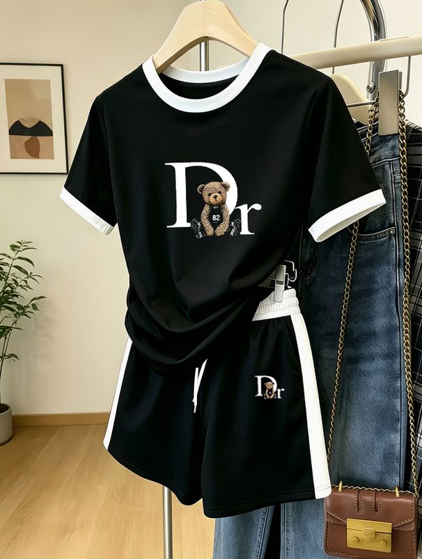 Women's Clothing Short Sleeved Pants Printing Casual Two Piece Suit_ecoleips.com