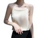 2025 Spring Summer Silk Satin Women New Short Slim Off-Shoulder Sleeveless Elegant Inner Wear Top Camisole_ecoleips.com