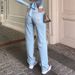 Women's Clothing New High Waist Straight Washed Jeans Ins Commuter Blue Trousers Cotton Denim Women's Jeans_ecoleips.com
