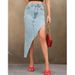 Women's Clothing INS High Waist Hip Wrapped Split Denim Skirt_ecoleips.com