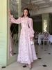 European And American 2025 Spring New Vintage Elegant Long-Sleeve Waist-Cinching Floral Dress For Women_ecoleips.com