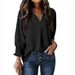2025 Autumn/Winter New Women's V-neck Casual Long Sleeved Loose Shirt Top Hoodie T-shirt_ecoleips.com