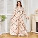 Women's Robe New Printed Embroidery Large Swing Muslim Dress_ecoleips.com