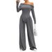 Women's Clothing Autumn And Winter Fashion Casual Suits Knitted One Shoulder Collar Plus Wide Leg Trousers Two Piece Suits_ecoleips.com