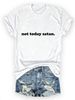 Minimalist Lettering Women's Cotton Short Sleeved T-Shirt Versatile Top For Not Today Satan_ecoleips.com