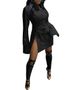 Women's Solid Color Single Breasted Mini Skirt Dress With Slit Long Sleeves Casual Elegant Autumn/Winter Fashion_ecoleips.com