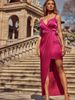Verve New Style V-Neck Sexy Slip Solid Color Long With Slit Irregular Dress For Women_ecoleips.com