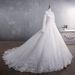 Elegant Long Sleeved French Style Wedding Dress Heavy Duty Starry Sky Style Court Dress for Brides New 2026 Style with Long Train_ecoleips.com